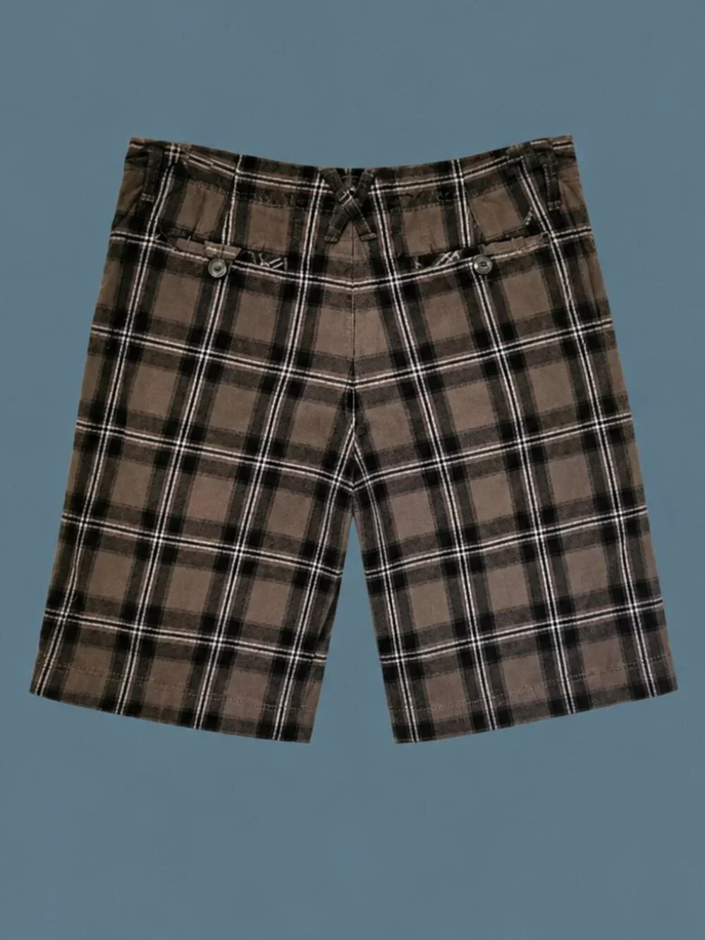 Urban Pipeline Mens Brown/Dk Blue Plaid Flat Front Casual Shorts - Size 34
